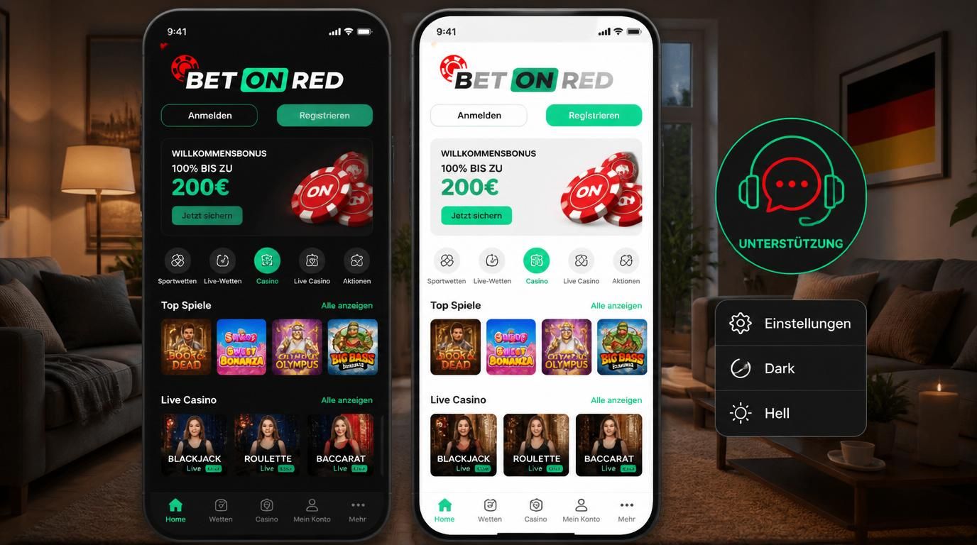 Dark Mode &amp, Light Mode Darstellung und Support Icons