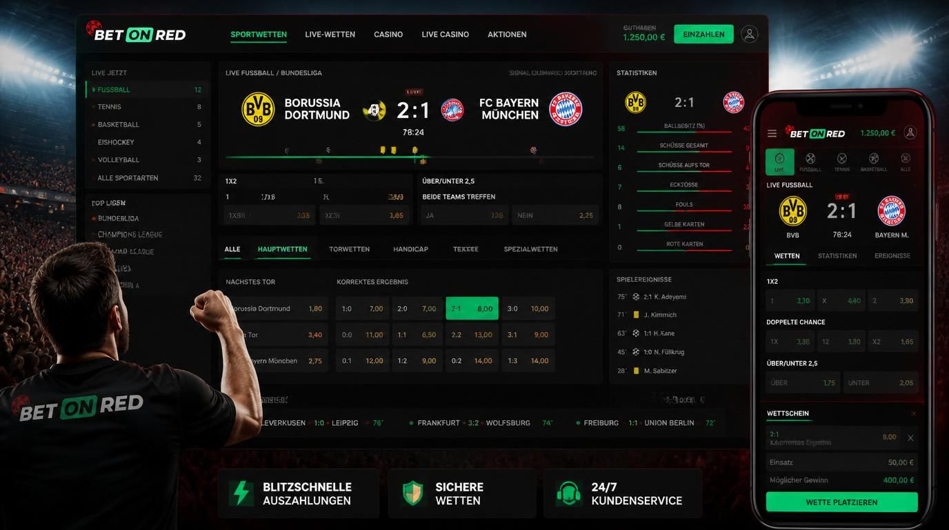 Ein Live-Wetten Interface mit Echtzeit-Quoten und Statistiken.